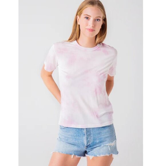 A.L.C. Oscar Pink White Tie Dye Cotton Short Sleeve Crewneck Casual Tee Size M - Picture 1 of 8